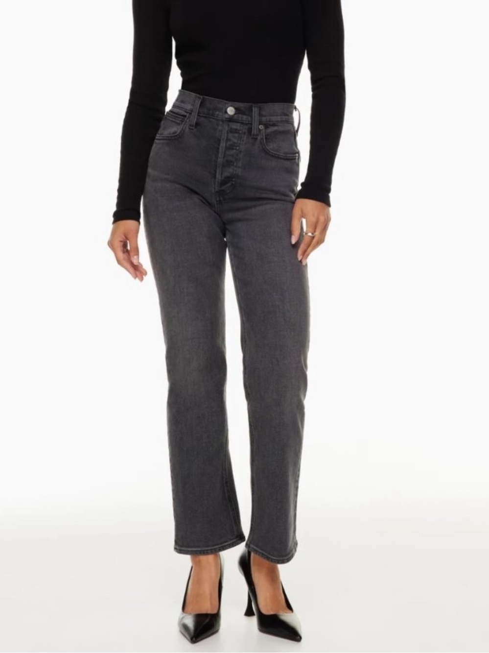Denim Forum Arlo Women's Black High-Rise Straight Jeans size 32